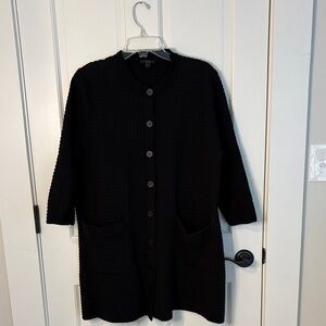 COS Black Waffle Textured Black Button-Up Cardigan/Jacket